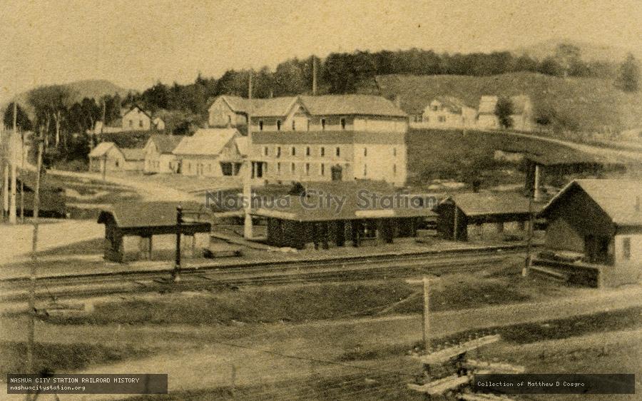 Postcard: Grand Trunk Railway Station and Knights of Pythias Block, North Stratford, New Hampshire